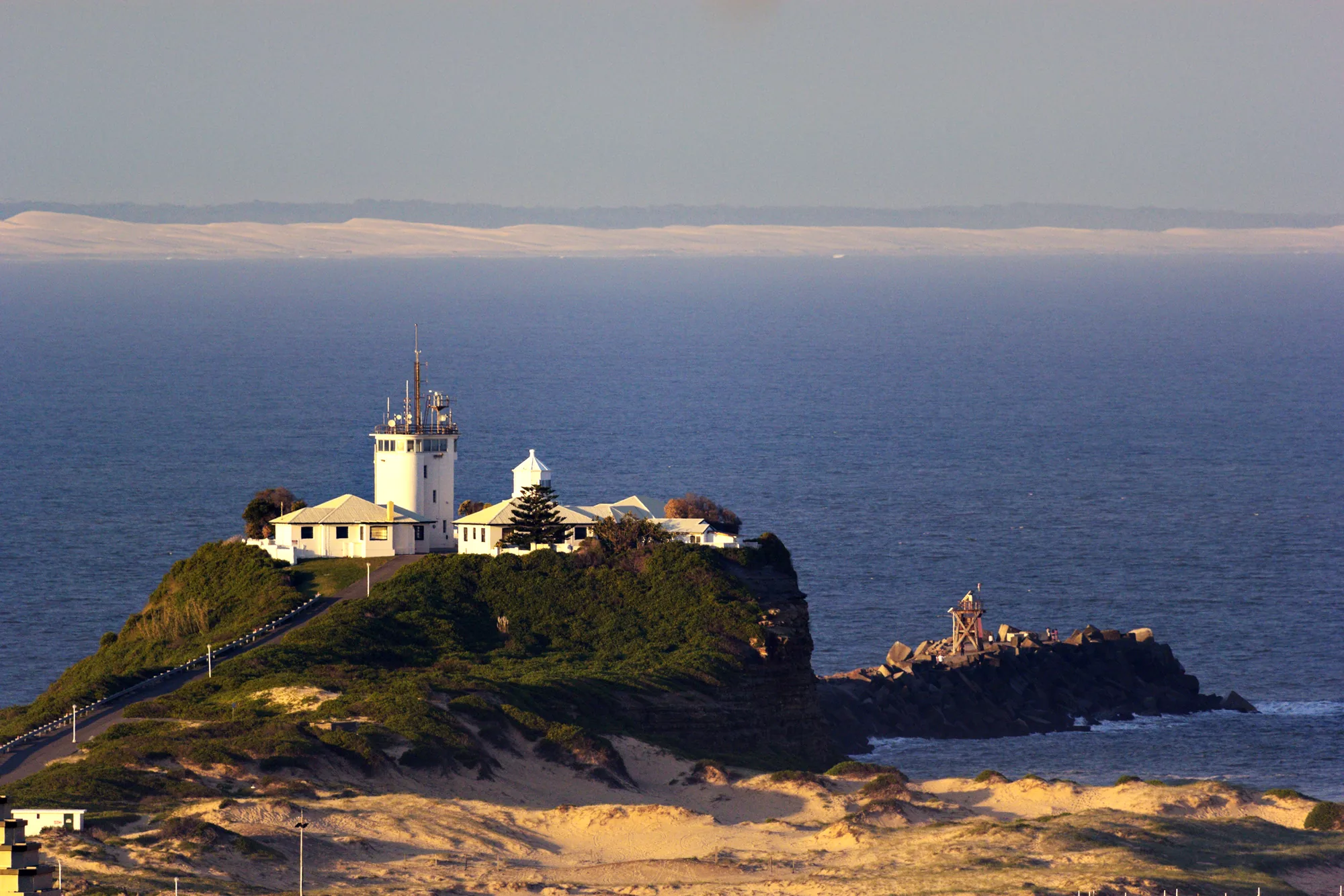 Nobbys Lighthouse on the headland at Newcastle
